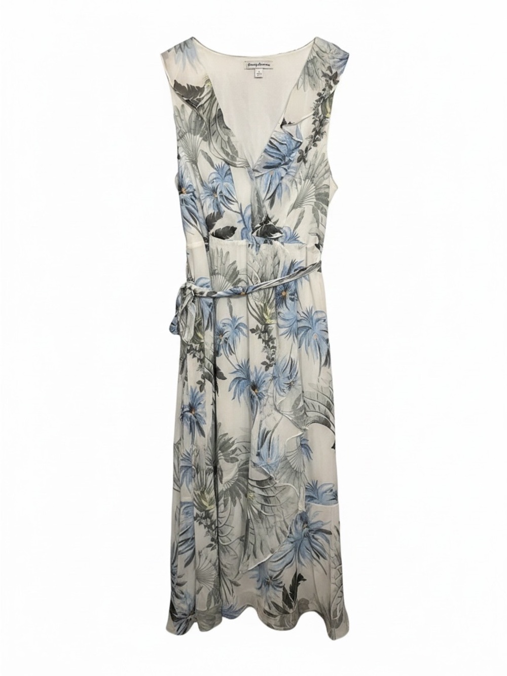 Tommy Bahama Ivory Maxi Dress with Blue Floral Print